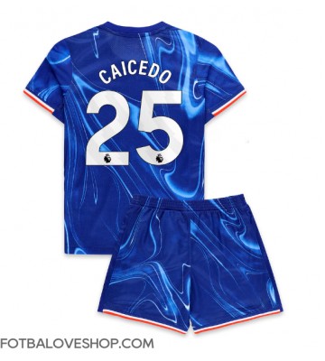 Chelsea Moises Caicedo #25 Dětské Domácí Dres 2024-25 Krátký Rukáv (+ trenýrky)